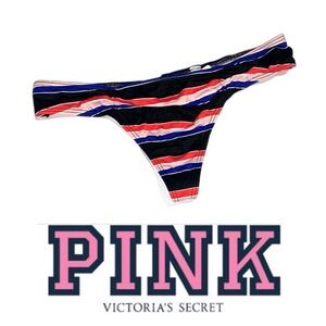 Pink Victoria’s Secret - Black and Red Thong Panties Underwear P094 Med